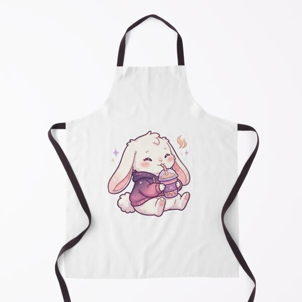 Item preview, Cute Chibi Bunny Drinking Coffee in Purple Hoodie designed and sold by DreamArtis.