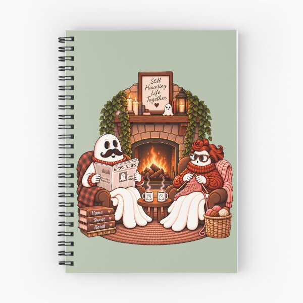 Item preview, "Still Haunting Life Together" - Coziest Ghost Couple Art Print designed and sold by Tiny Nest Studio.