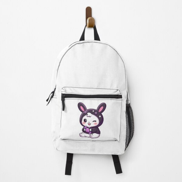 Item preview, Cute Chibi Bunny in Purple Hoodie Sticker designed and sold by DreamArtis.