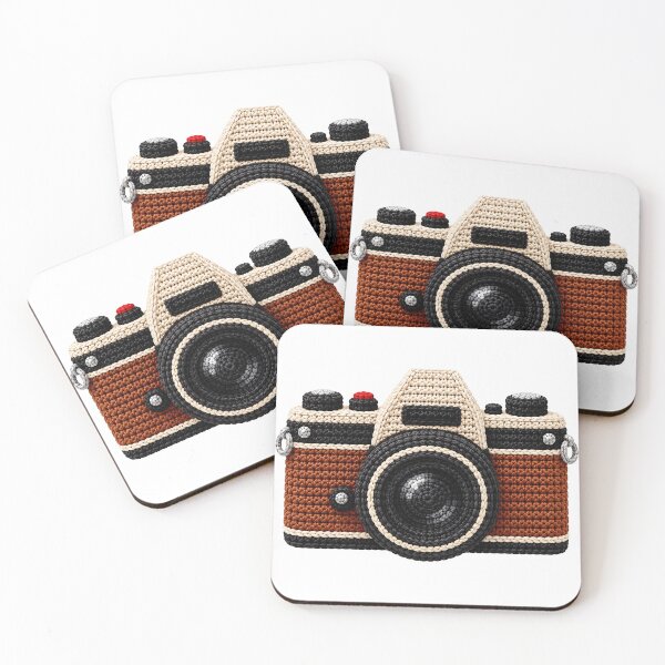 Item preview, Crochet Vintage Camera – Retro Photography Fibre Art designed and sold by Digital Culture Studio.