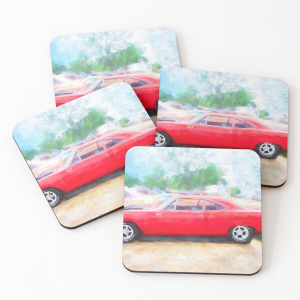 Item preview, 1968 Red Plymouth Satellite Sports Coupe Road Runner Muscle Car Art designed and sold by RichFrancoCars.