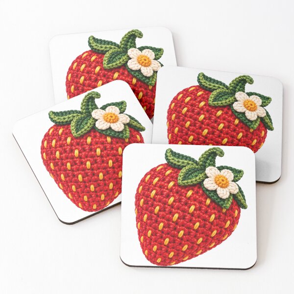 Item preview, Crochet Strawberry – Cute Cottagecore Fruit Fibre Art designed and sold by Digital Culture Studio.