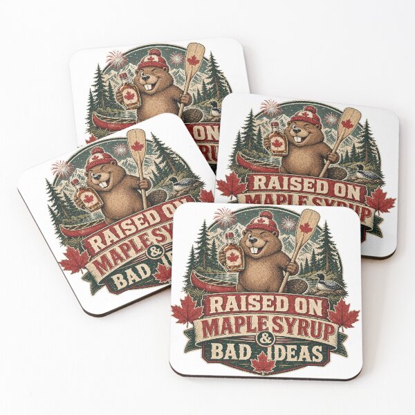 Item preview, Raised On Maple Syrup And Bad Ideas Funny Canadian Beaver Retro Design designed and sold by NextLevelFits.