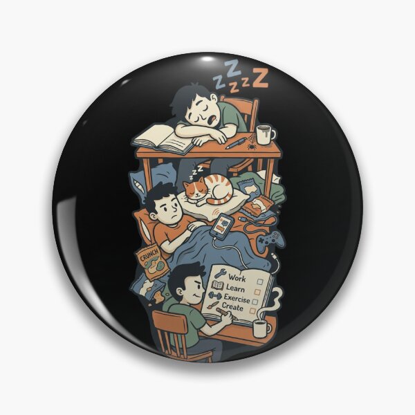 Item preview, Daily Procrastination Cycle Work Learn Exercise Create Funny Art designed and sold by mood-draftsman.