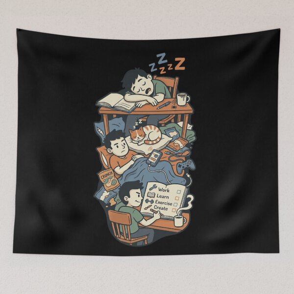 Item preview, Daily Procrastination Cycle Work Learn Exercise Create Funny Art designed and sold by mood-draftsman.