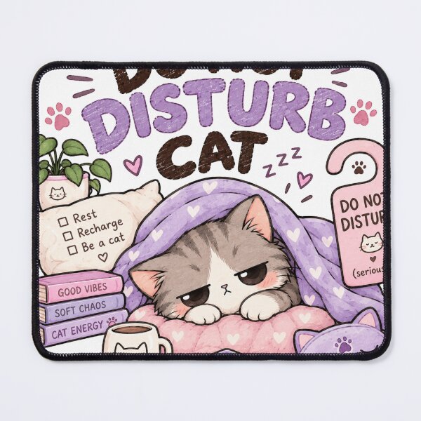 Item preview, Do Not Disturb Cat – Funny Kawaii Sleepy Cat designed and sold by GozdeSoftChaos.