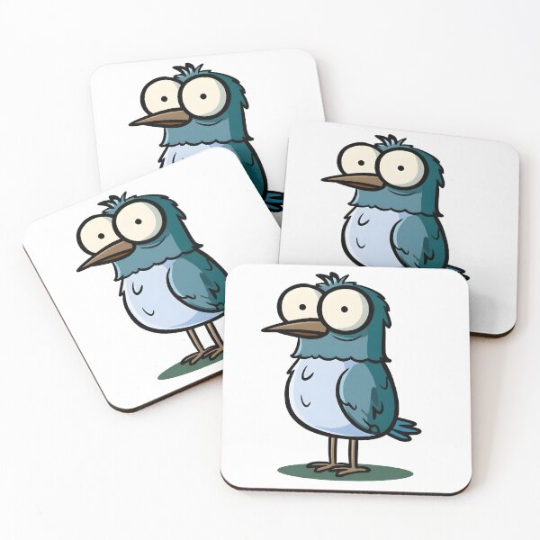 Item preview, Funny Bug-Eyed Blue Bird Cartoon Illustration designed and sold by SiralyInk.