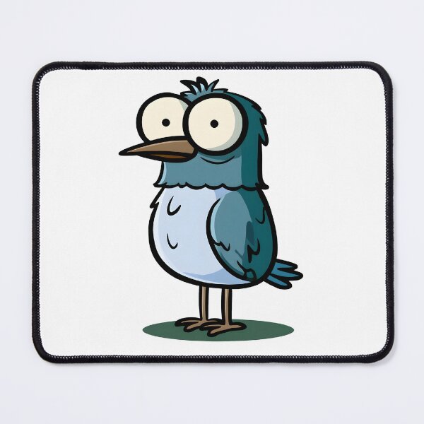 Item preview, Funny Bug-Eyed Blue Bird Cartoon Illustration designed and sold by SiralyInk.
