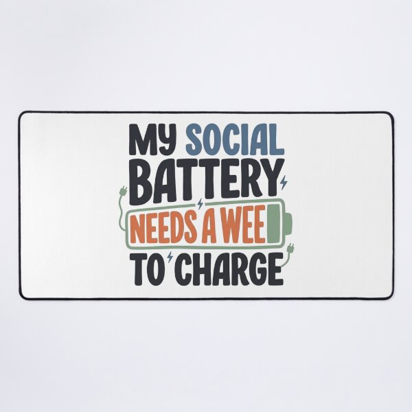 Item preview, My Social Battery Needs A Week To Charge Funny Introvert Retro Art designed and sold by mood-draftsman.