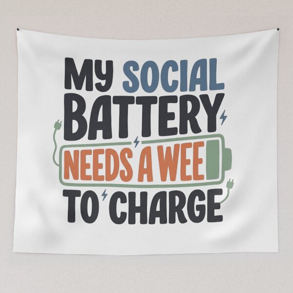 Item preview, My Social Battery Needs A Week To Charge Funny Introvert Retro Art designed and sold by mood-draftsman.