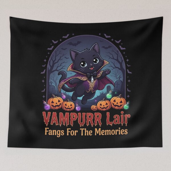 Item preview, Vampurr Lair Fangs For The Memories Cute Vampire Black Cat Halloween designed and sold by PetalsPaws.