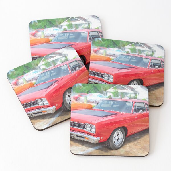 Item preview, 1968 Red Plymouth Satellite Sports Coupe Road Runner Muscle Car Art designed and sold by RichFrancoCars.