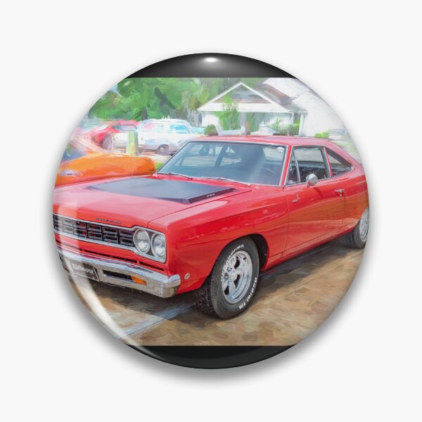 Item preview, 1968 Red Plymouth Satellite Sports Coupe Road Runner Muscle Car Art  designed and sold by RichFrancoCars.