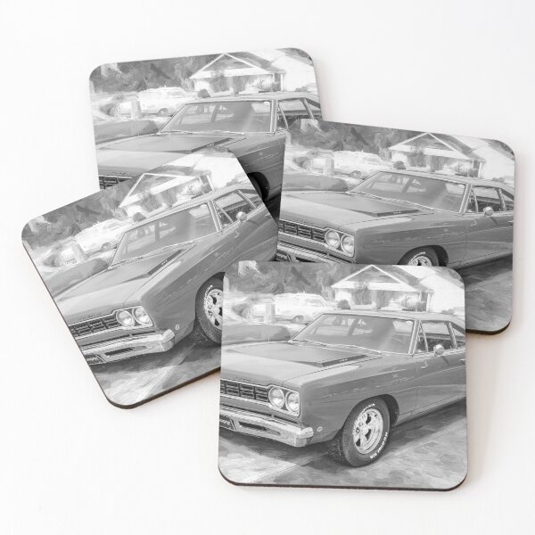 Item preview, 1968 Red Plymouth Satellite Sports Coupe Road Runner Muscle Car Art  designed and sold by RichFrancoCars.
