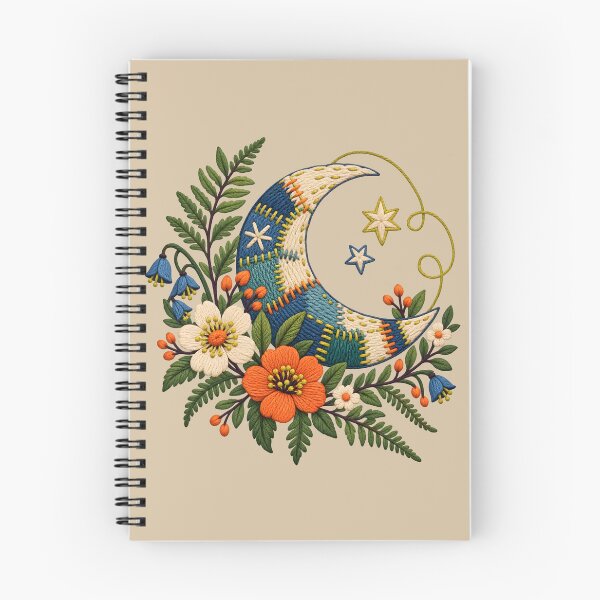 Item preview, Embroidered Crescent Garden – Visible Mending Moon designed and sold by VioVibe.