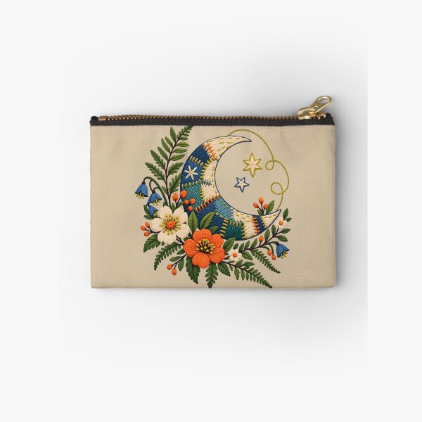 Item preview, Embroidered Crescent Garden – Visible Mending Moon designed and sold by VioVibe.