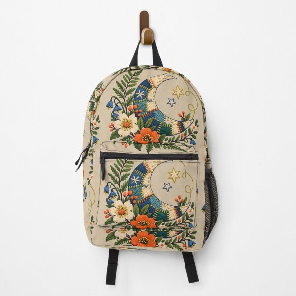 Item preview, Embroidered Crescent Garden – Visible Mending Moon designed and sold by VioVibe.