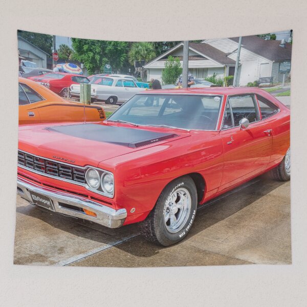 Item preview,  1968 Red Plymouth Satellite Sports Coupe Road Runner Muscle Car Art  designed and sold by RichFrancoCars.