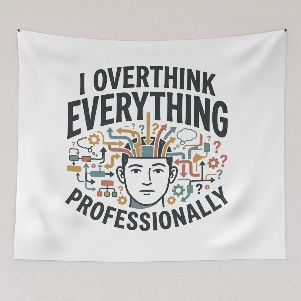 Item preview, I Overthink Everything Professionally Funny Retro Flowchart Art designed and sold by mood-draftsman.