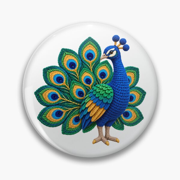 Item preview, Crochet Peacock – Colorful Peacock Fibre Art designed and sold by Digital Culture Studio.