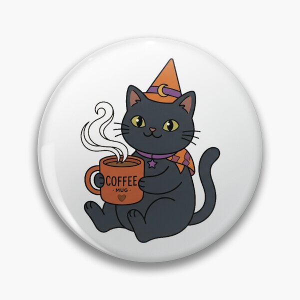 Item preview, Cute Skeleton Cat Drinking Coffee Fall Sticker designed and sold by So Golden Shop.