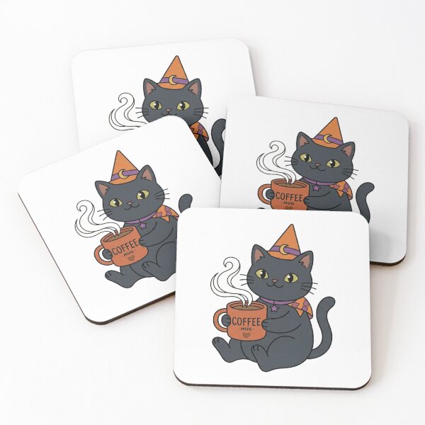 Item preview, Cute Skeleton Cat Drinking Coffee Fall Sticker designed and sold by So Golden Shop.