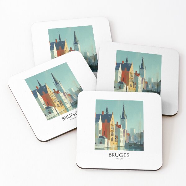Item preview, Bruges – Medieval Canal Skyline Travel Print, Belgium designed and sold by MarkedArtPrints.