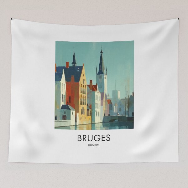 Item preview, Bruges – Medieval Canal Skyline Travel Print, Belgium designed and sold by MarkedArtPrints.
