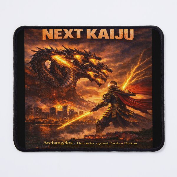 Item preview, The Next Kaiju - Purrhos Drakon vs Archangelos Battle designed and sold by 5PalmsCreative.