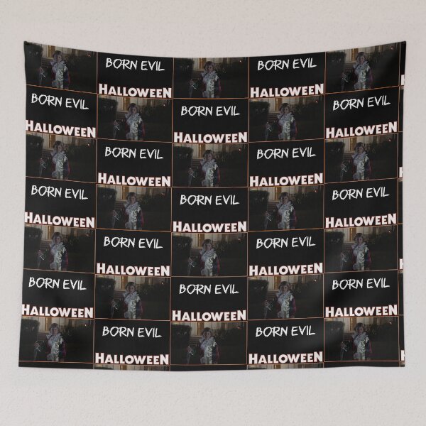 Item preview, Born Evil (White Text with Halloween Franchise Logo) designed and sold by Atomic Mouth Designs.