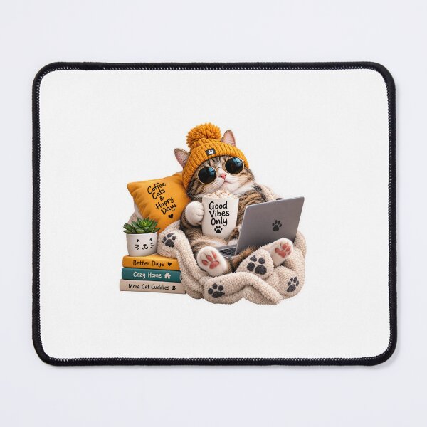 Item preview, Cute Cat Coffee Lover Cozy Lifestyle Funny Cat Sunglasses Beanie designed and sold by Purr & Pixel Studio.