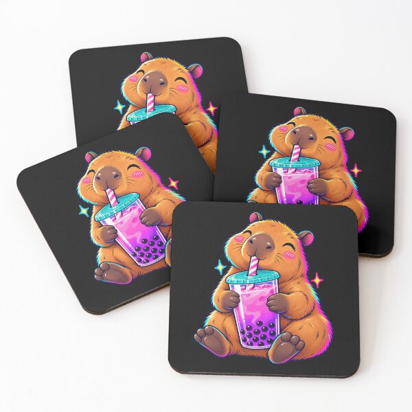 Artikelvorschau, Bubble Tea Capybara Niedliches Kawaii Boba Tier entworfen und verkauft von JesterKrewArt.
