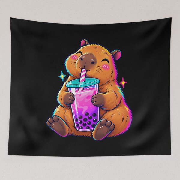 Item preview, Bubble Tea Capybara Cute Kawaii Boba Animal designed and sold by JesterKrewArt.