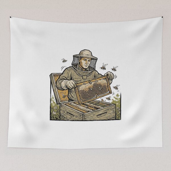 Item preview, Beekeeper Lifting A Honeycomb Frame designed and sold by eduardoroa22.