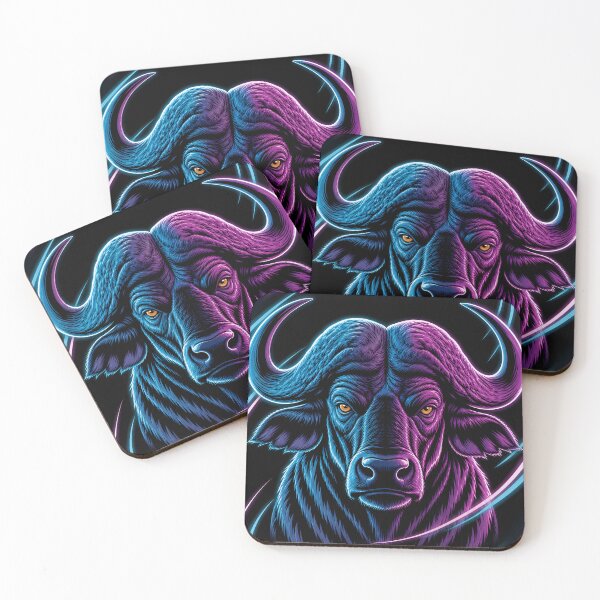 Item preview, Curled Horn Neon Buffalo Design designed and sold by LuisWorks.