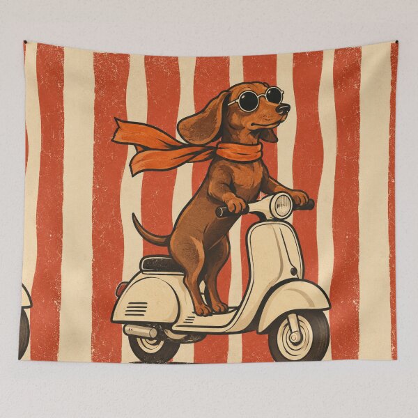 Item preview,  Retro Dachshund Scooter Adventure – Vintage Dog Rider designed and sold by Petsthetic.