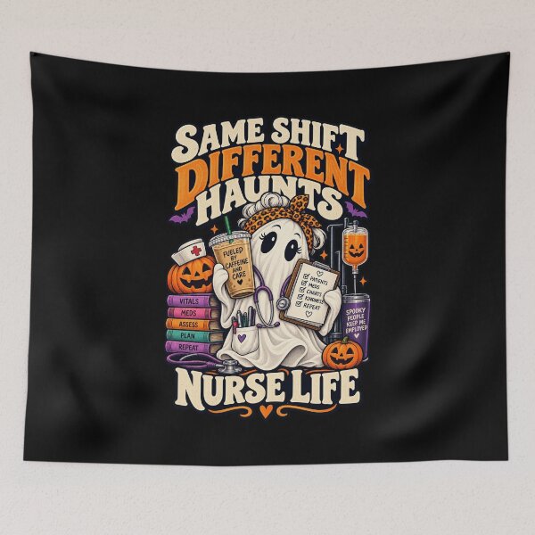 Item preview, Same Shift Different Haunts - Funny Halloween Nurse Life designed and sold by Ridaelb.