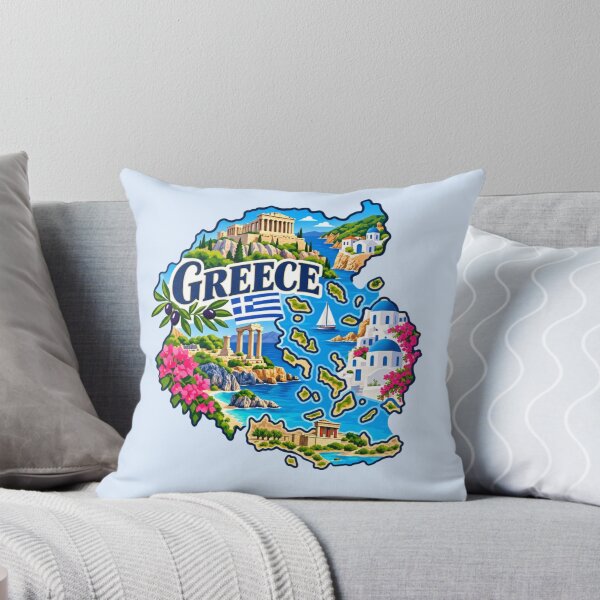 Item preview, Greece Country Map designed and sold by Myra365Art.