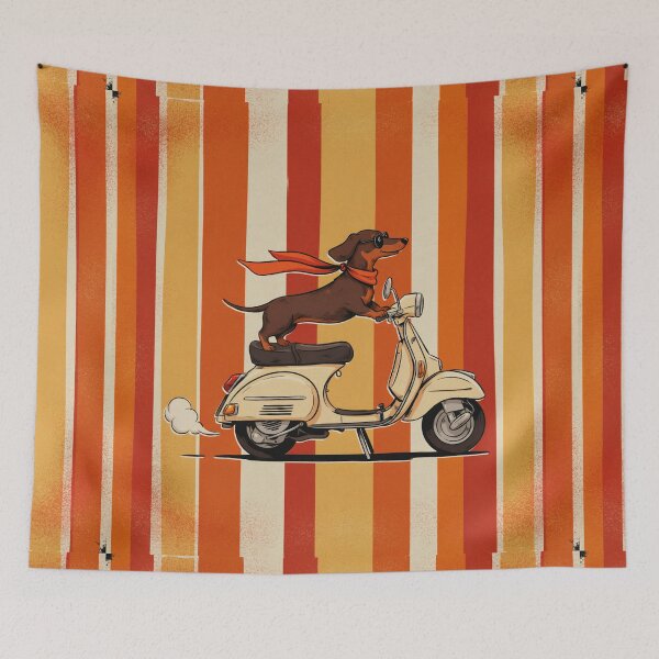 Item preview, Retro Dachshund Scooter Adventure – Vintage Dog Rider designed and sold by Petsthetic.