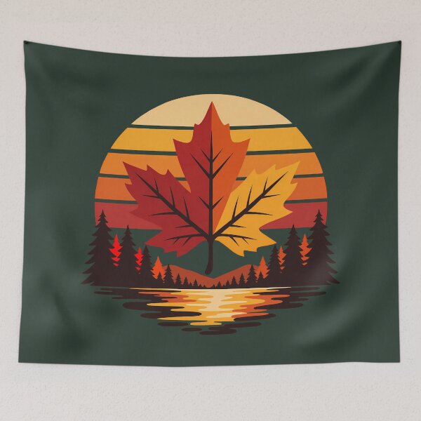 Item preview, Fall Foliage Maple Leaf Forest Landscape Vintage Graphic designed and sold by karamram.