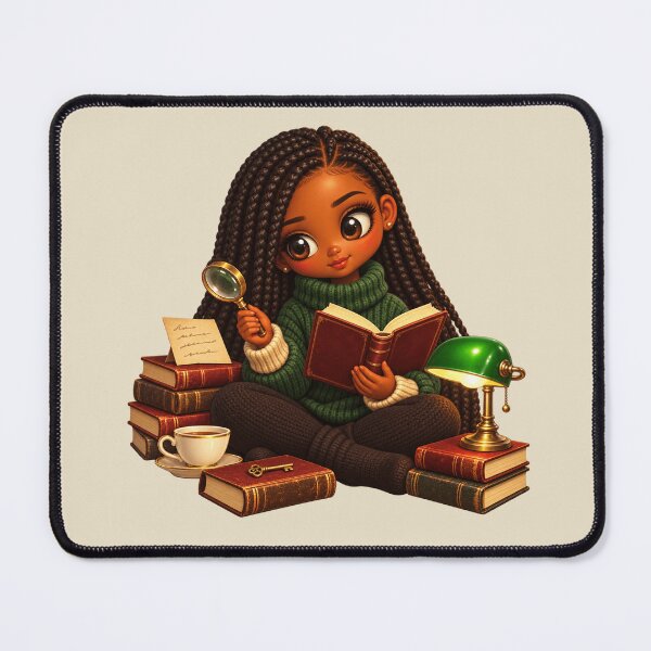Item preview, Black Woman Cozy Mystery Reader designed and sold by POD DYNASTY | Original Print On Demand T-Shirt Graphics.