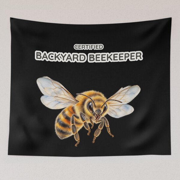 Item preview, Certified Backyard Beekeeper Funny Watercolor Bee Art designed and sold by Ela-graphicwiz.