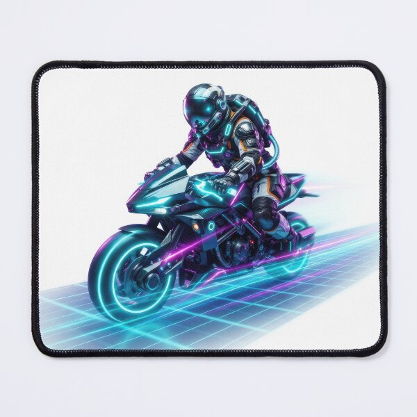 Item preview, Futuristic Astronaut Riding Neon Cyberpunk Light Motorcycle designed and sold by Rahat3344.
