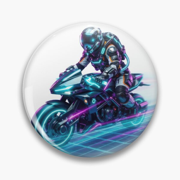 Item preview, Futuristic Astronaut Riding Neon Cyberpunk Light Motorcycle designed and sold by Rahat3344.