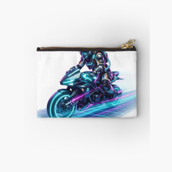 Item preview, Futuristic Astronaut Riding Neon Cyberpunk Light Motorcycle designed and sold by Rahat3344.