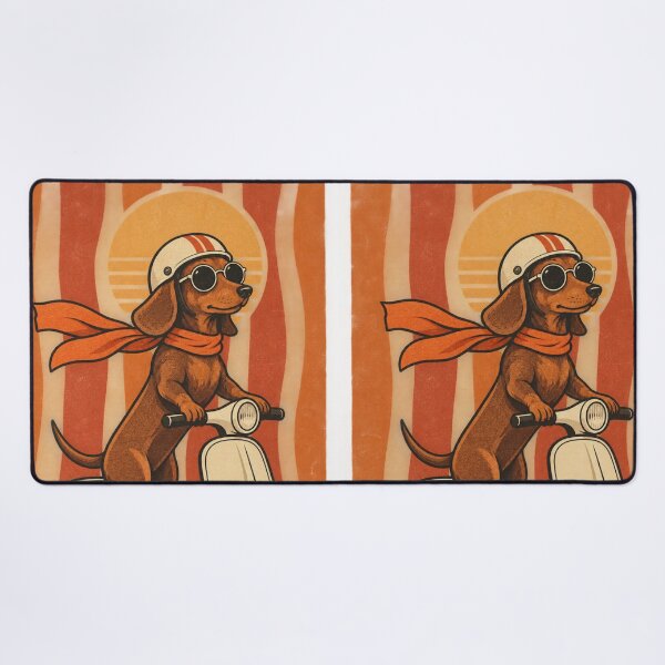 Item preview, Retro Dachshund Scooter Adventure – Vintage Dog Rider designed and sold by Petsthetic.