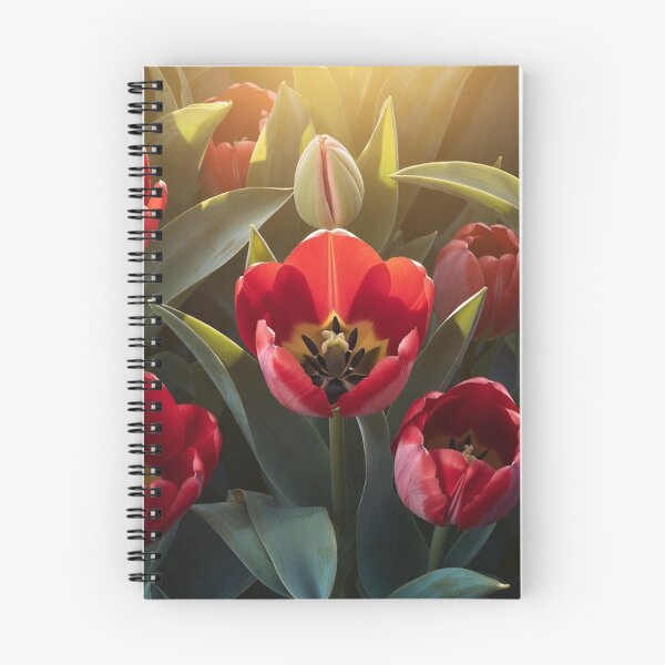 Item preview, Dramatic Red Tulips In Garden Spring Floral Art designed and sold by IntelliMindDesigns.
