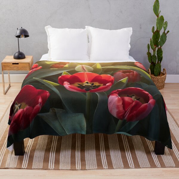 Item preview, Dramatic Red Tulips In Garden Spring Floral Art designed and sold by IntelliMindDesigns.