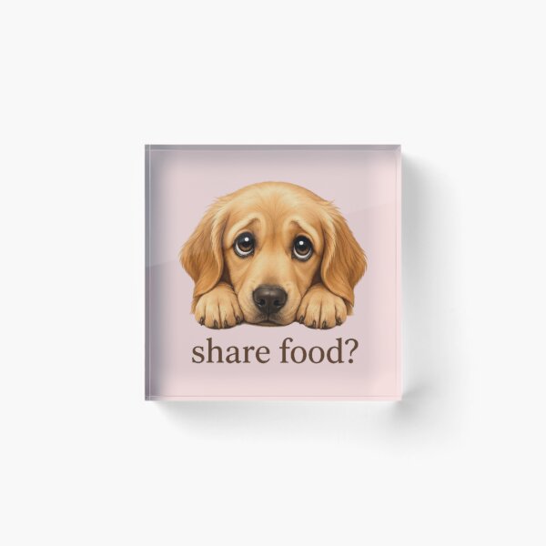 Item preview, Cute Begging Golden Retriever Puppy - "Share Food?" Funny Dog Art designed and sold by Northern Glow Art.