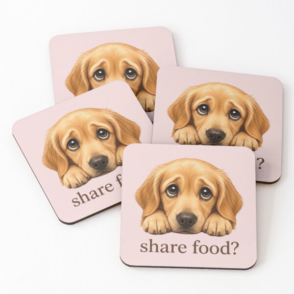 Item preview, Cute Begging Golden Retriever Puppy - "Share Food?" Funny Dog Art designed and sold by Northern Glow Art.